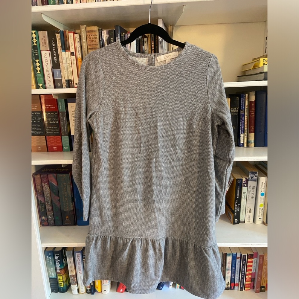 LOFT Black and White Gingham Dress Size Petite Medium